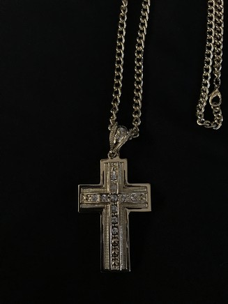 Gold Chain with Diamond Encrusted Cross