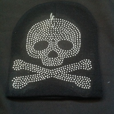 Skull Silver Crossbones Beanie Black