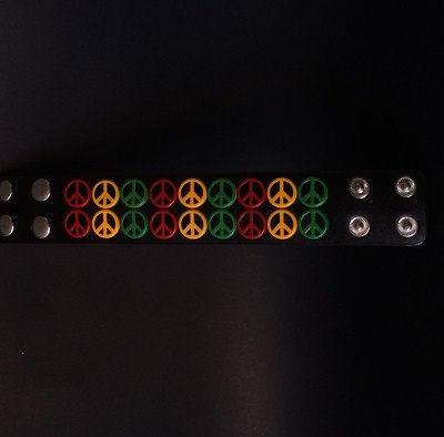 Leather Wristband Bracelet Rasta Peace