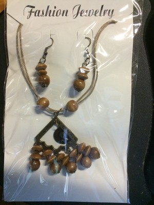 Wooden Necklace and Earrings