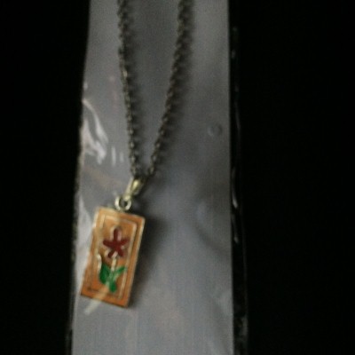Metal Orange and Red Flower Necklace